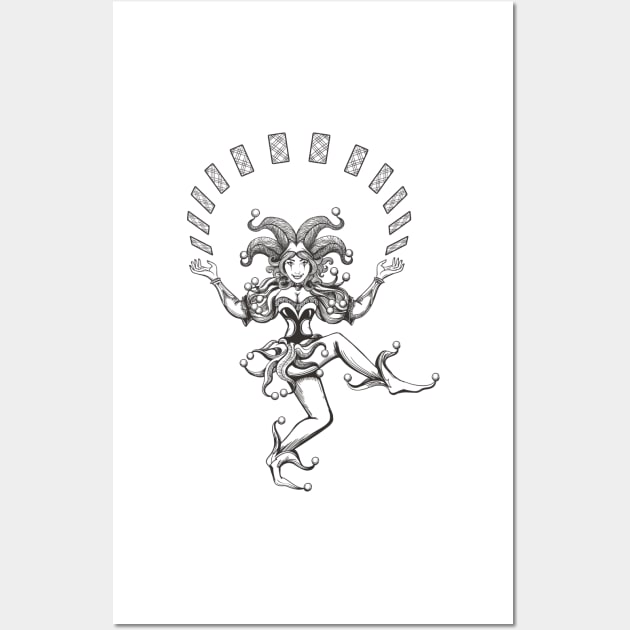 Dancing Joker Girl Wall Art by devaleta